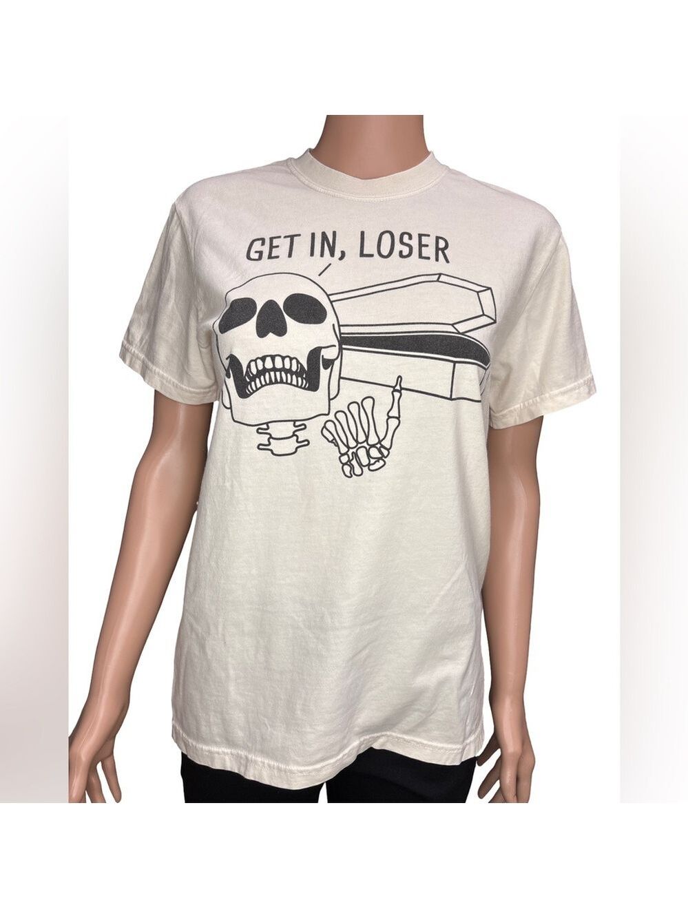 Comfort Colors Cream Color Get in Loser Graphic Cotton Tee Small